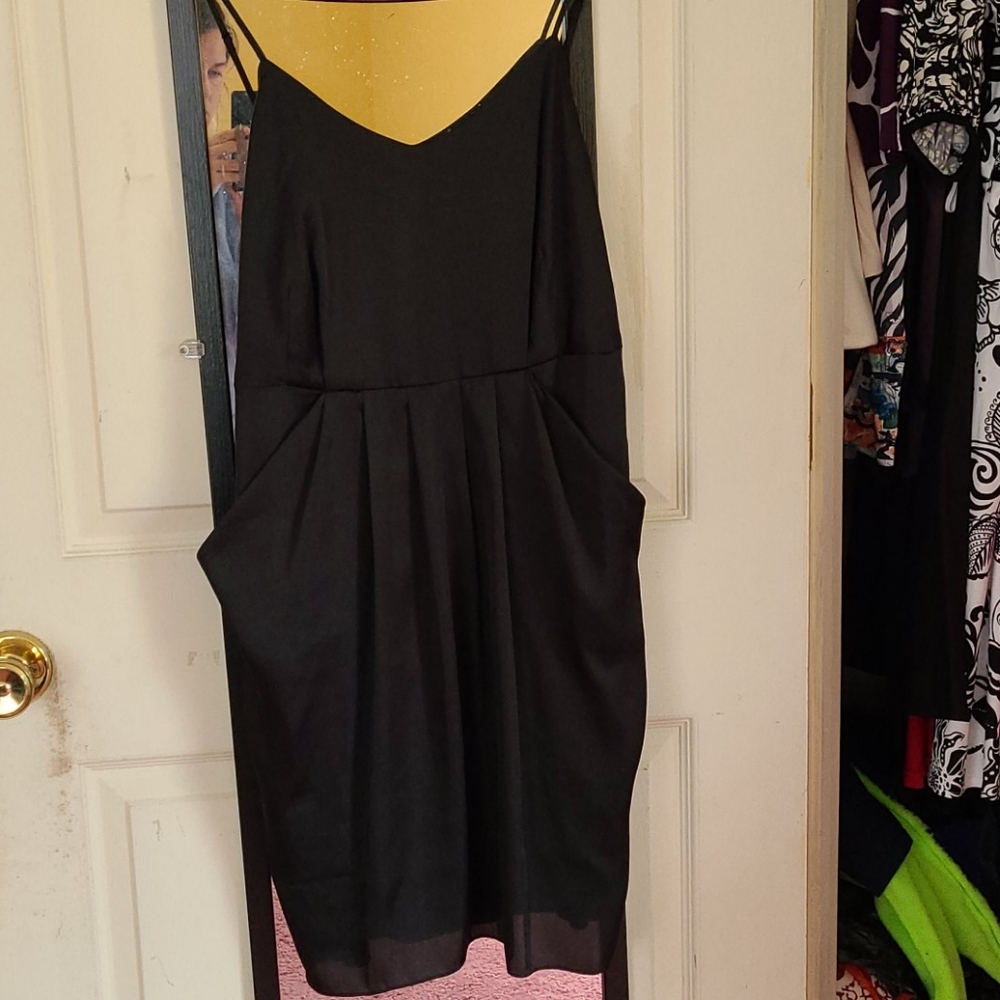 Womens size medium black satin dress